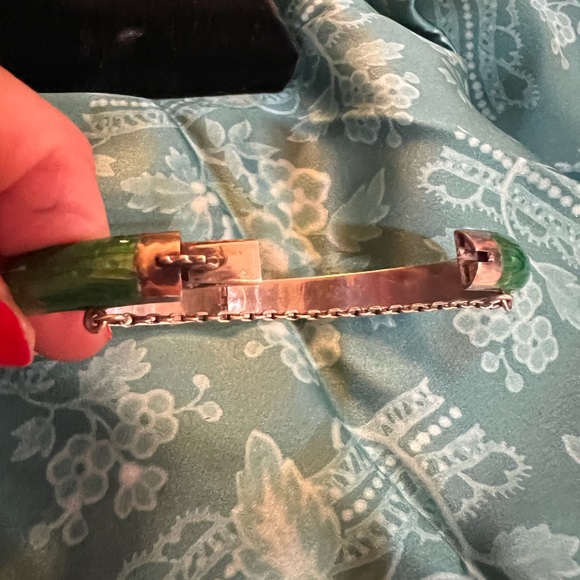 Sterling & Green Enamel Bracelet ~ Thailand - Picture 6 of 9